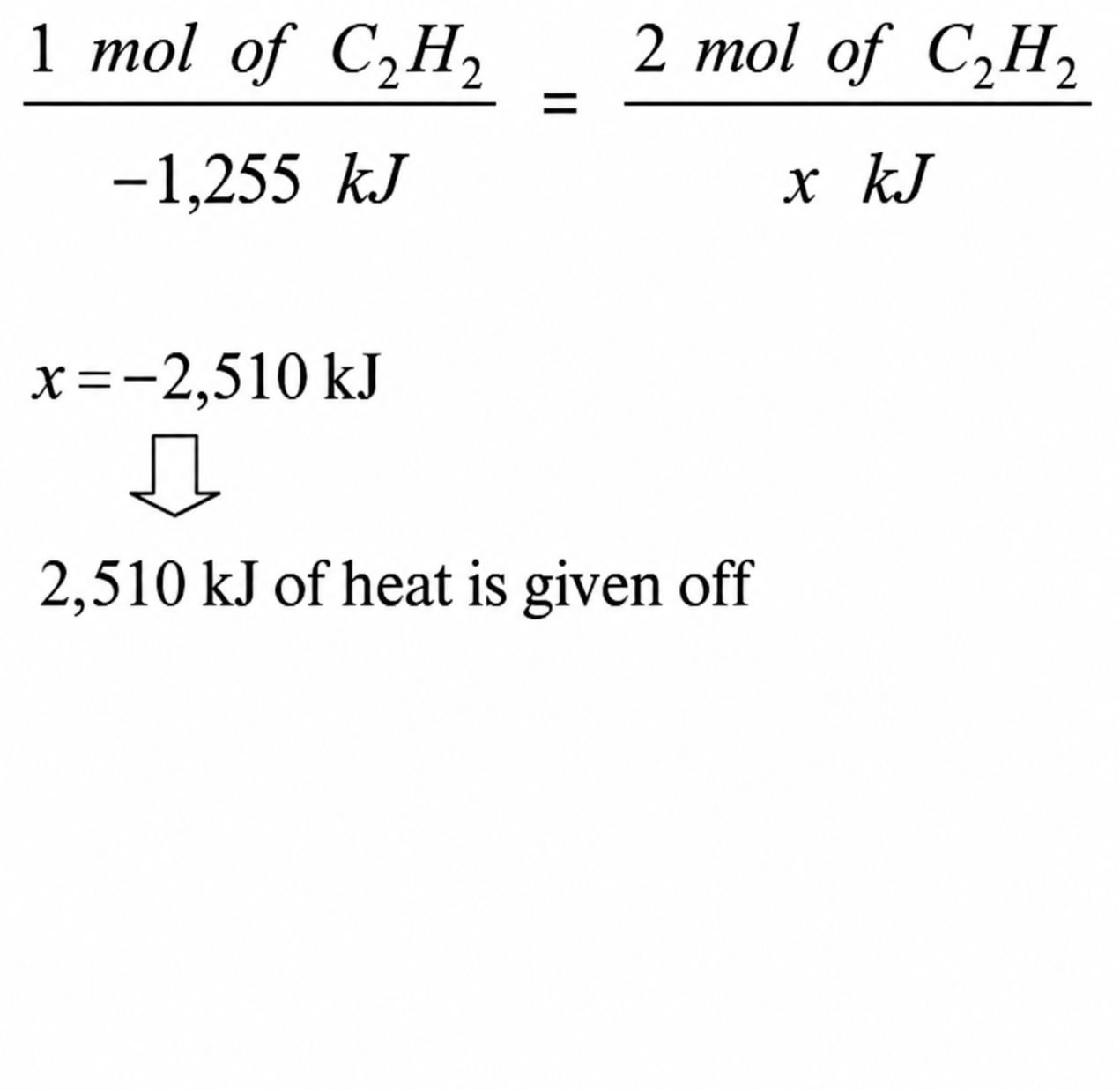 Thermochemistry calculation for question 557