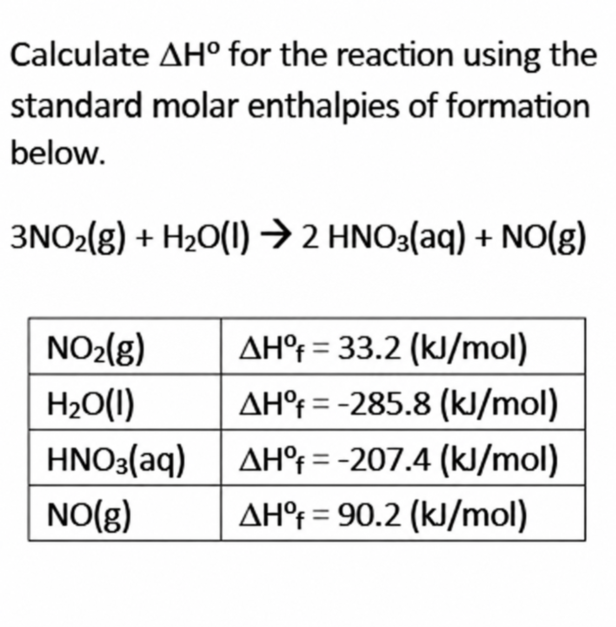Thermochemistry calculation for question 561